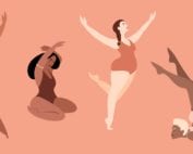 Multiracial women dressed in lingerie isolated characters. Happy girls. Body positive. Love your body. Vector illustration.